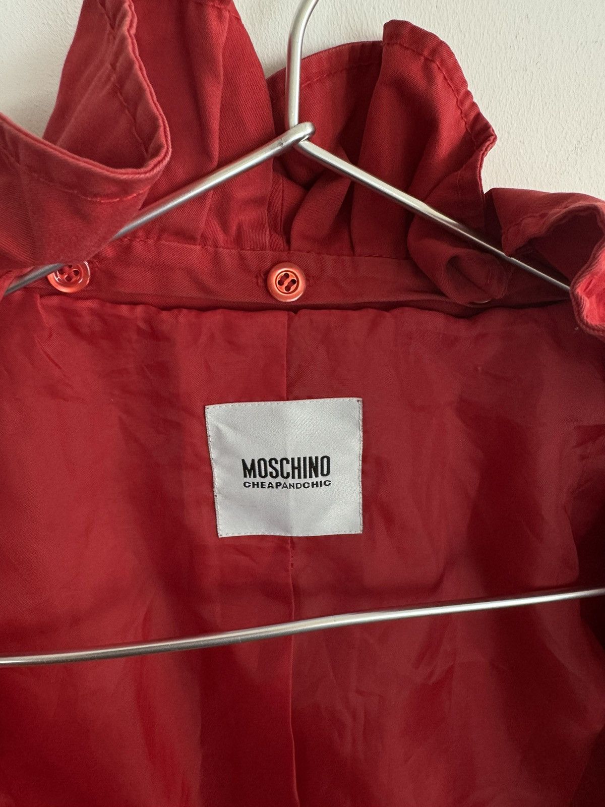 Moschino Vintage Moschino Cheap And Chic Red Cotton Trench Coat Size S / US 4 / IT 40 - 4 Thumbnail