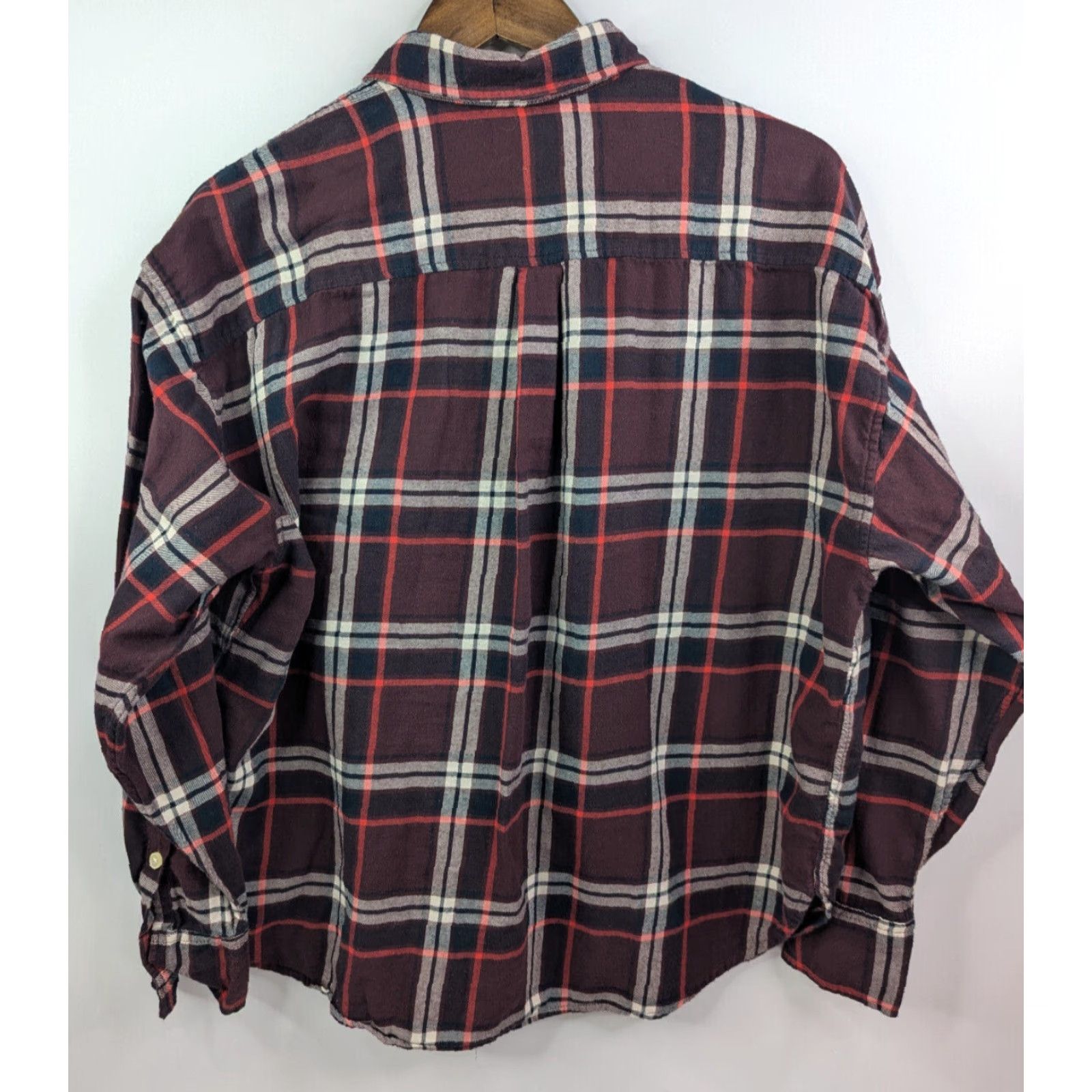 Levi's Levi's Flannel Shirt Women's Large Burgundy Check Plaid Tartan Relaxed Fit Size L / US 10 / IT 46 - 3 Thumbnail