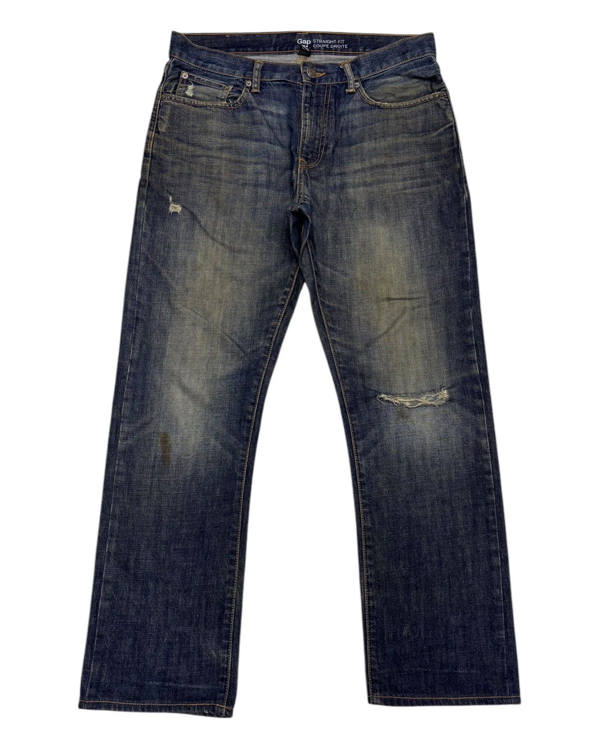 Gap × If Six Was Nine × Le Grande Bleu (L.G.B.) GAP STRAIGHT FIT COUPE DROITE DISTRESSED DENIM Size US 35 - 1 Thumbnail