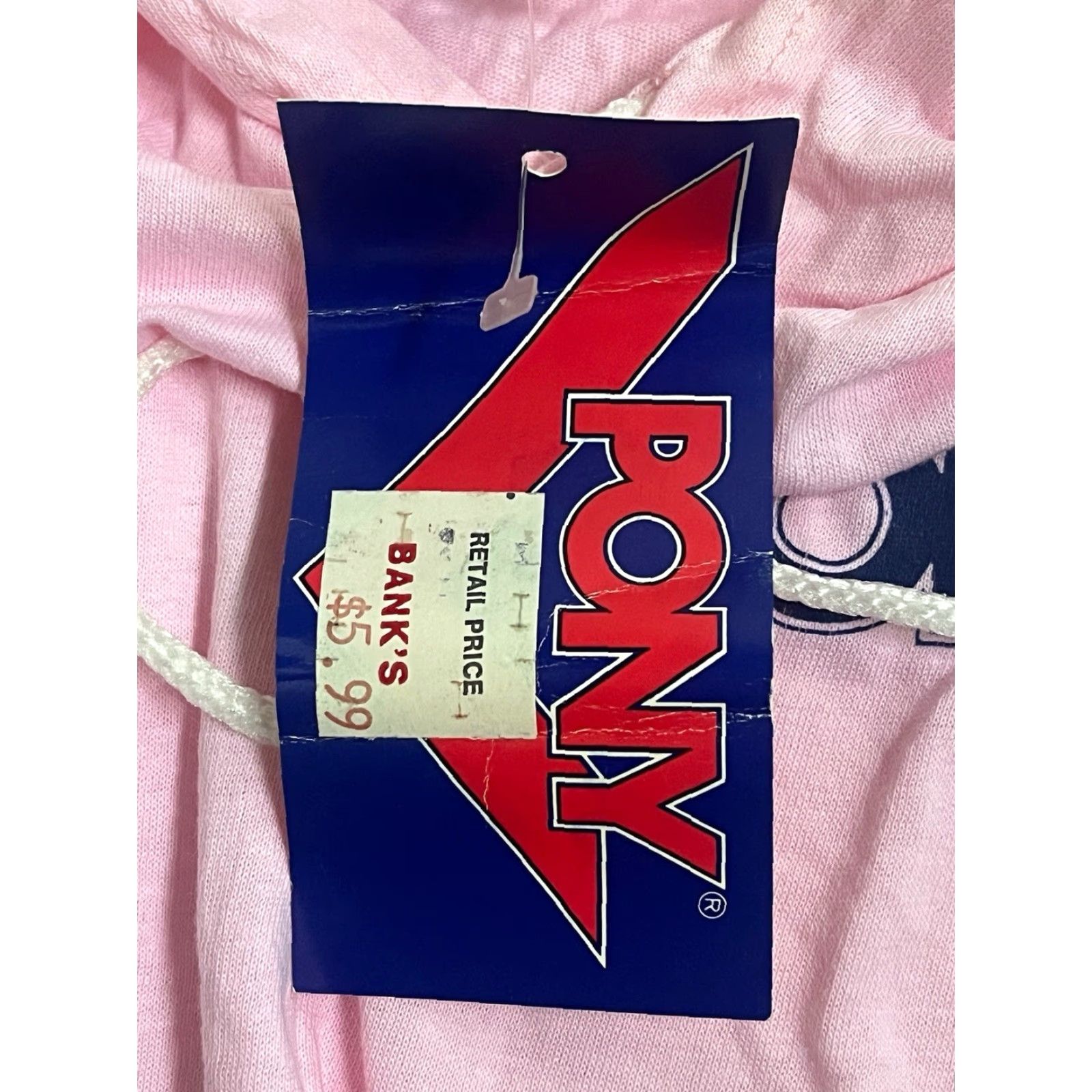 PONY VINTAGE PONY Hoodie Womens Small NWT Deadstock 90s 100% Cotton Pink Navy Logo Pullover Kangaroo Pocket Made in USA Womens Size S / US 4 / IT 40 - 2 Thumbnail