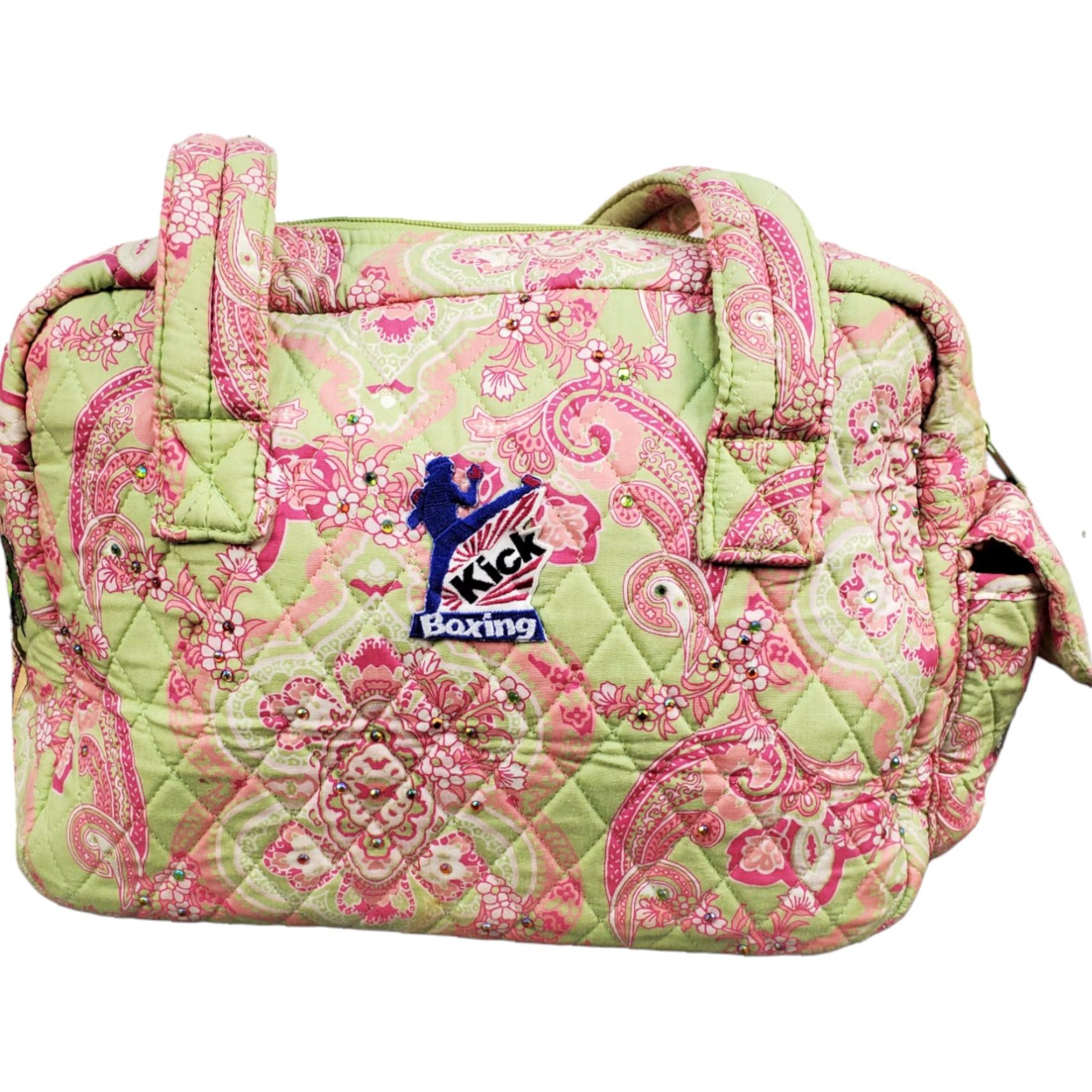 Vintage VINTAGE Zumba Lemon Hill Shoulder Bag with Patches Womens Green Pink Paisley Zip Closure Size ONE SIZE - 2 Thumbnail