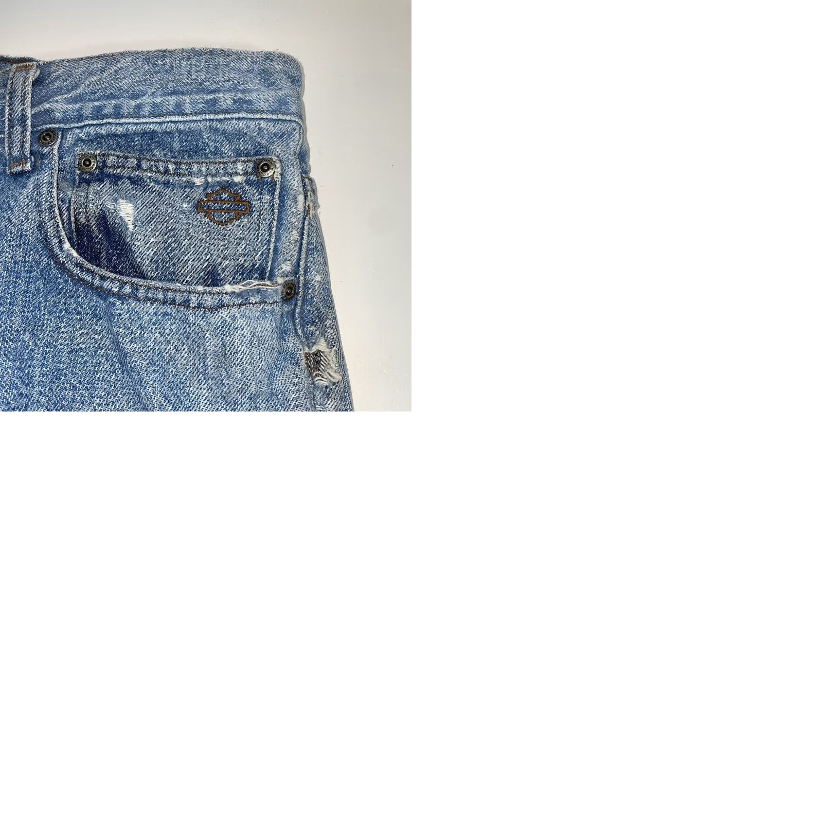 Harley Davidson Harley-Davidson Jeans Men 36x31 Blue Denim Straight Leg 5-Pocket Bootcut Distressed Logo Belt Loops Leather/Metal Accents Motorcycle Biker Size US 36 / EU 52 - 9 Thumbnail