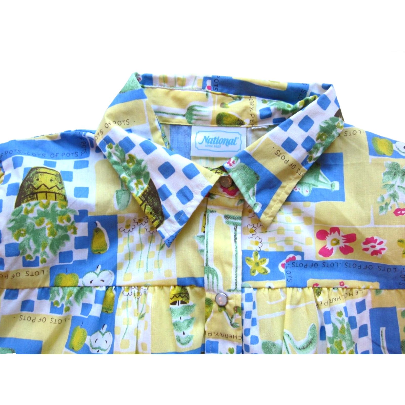 Vintage VINTAGE National Yellow Cotton Floral Maxi Dress M-L Pocket Snap Front Dress Women Size M / US 6-8 / IT 42-44 - 3 Thumbnail