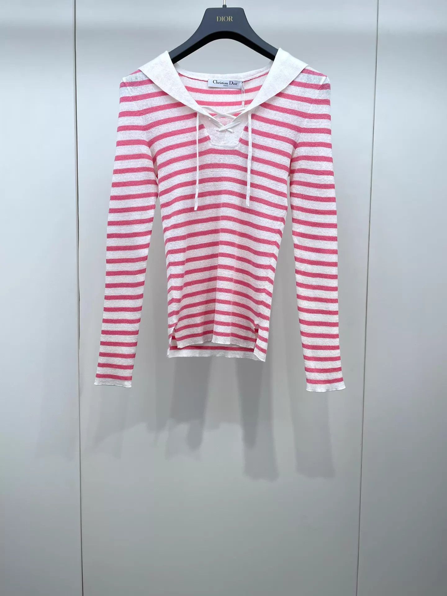 Dior Dior Pink Stripe Navy Collar Knit Top 34 97 New Size XS / US 0-2 / IT 36-38 - 1 Thumbnail