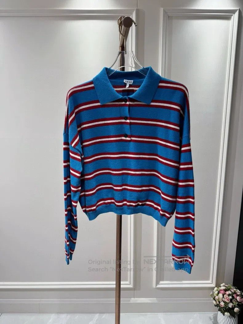 Loewe Loewe 23 Spring/Summer, blue striped leather logo polo kni Size XS / US 0-2 / IT 36-38 - 1 Thumbnail