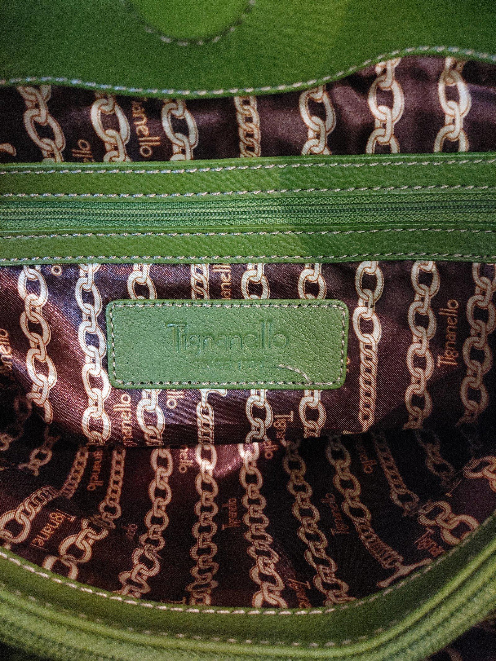 Designer Tignanello Lime Green Leather Shoulder Bag Size ONE SIZE - 7 Thumbnail