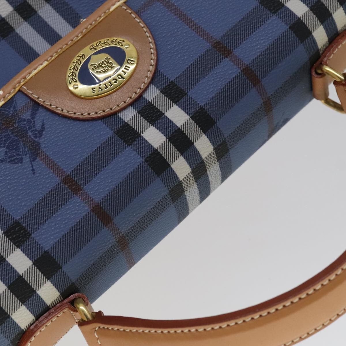 Burberry Burberry Nova Check Hand Bag Pvc Leather Blue Size ONE SIZE - 6 Thumbnail