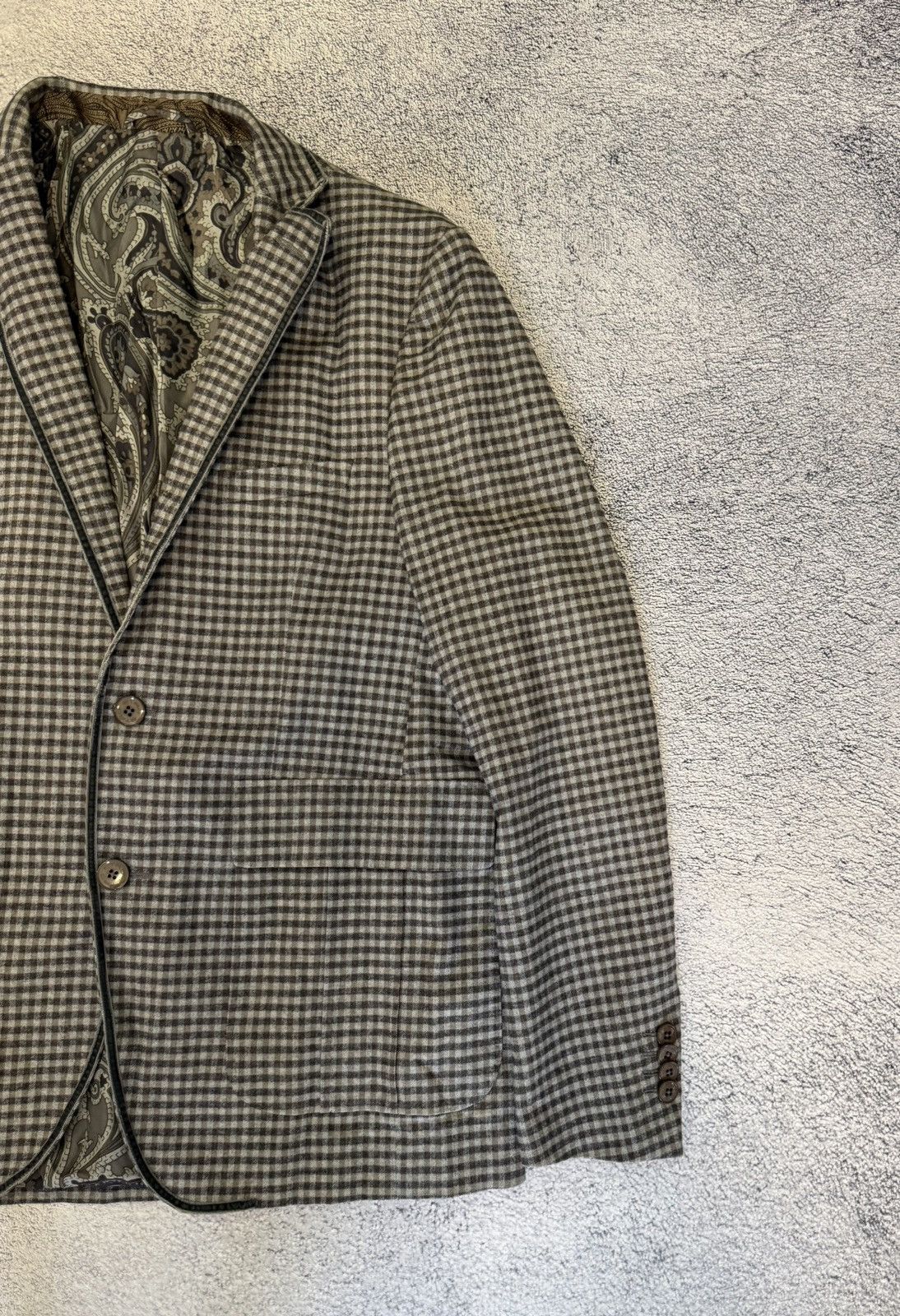 Etro ETRO Blazer 50IT40US Check Jacket Cotton Silk Paisley Lining Size 40R - 7 Thumbnail