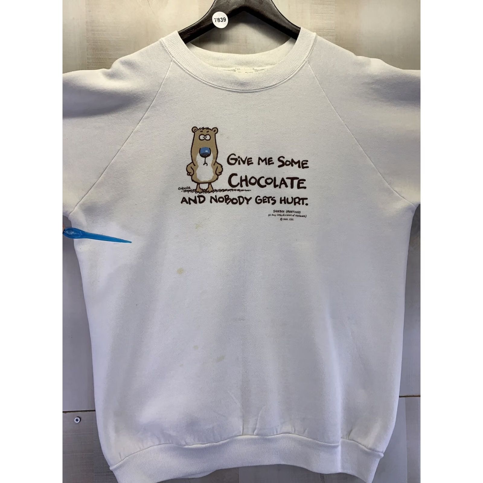 Fruit Of The Loom VINTAGE 1980-90s Shoebox Greetings Hallmark Graphic Funny Sweatshirt Made in USA Womens XL Ivory Cotton Blend Sweatshirt Size XL / US 12-14 / IT 48-50 - 5 Thumbnail