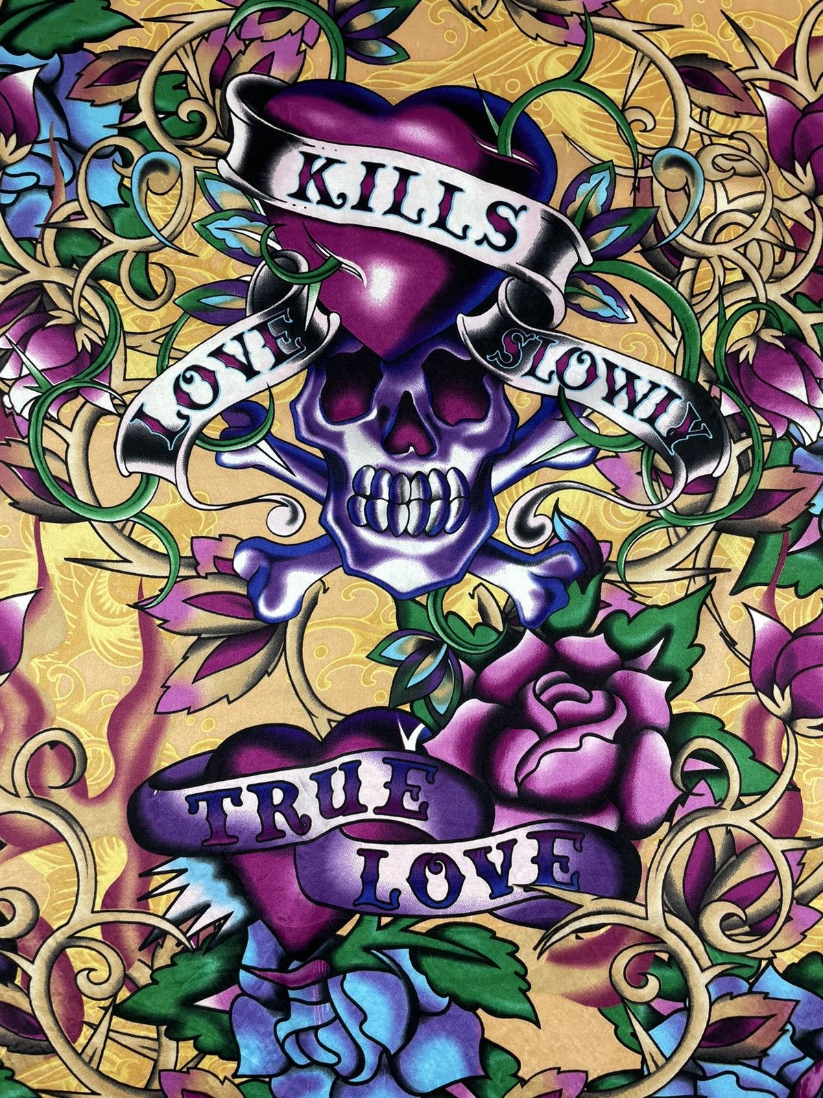 Ed Hardy Ed Hardy Christian Audigier Silk Scarf “Kill love slowly” Size ONE SIZE - 2 Thumbnail