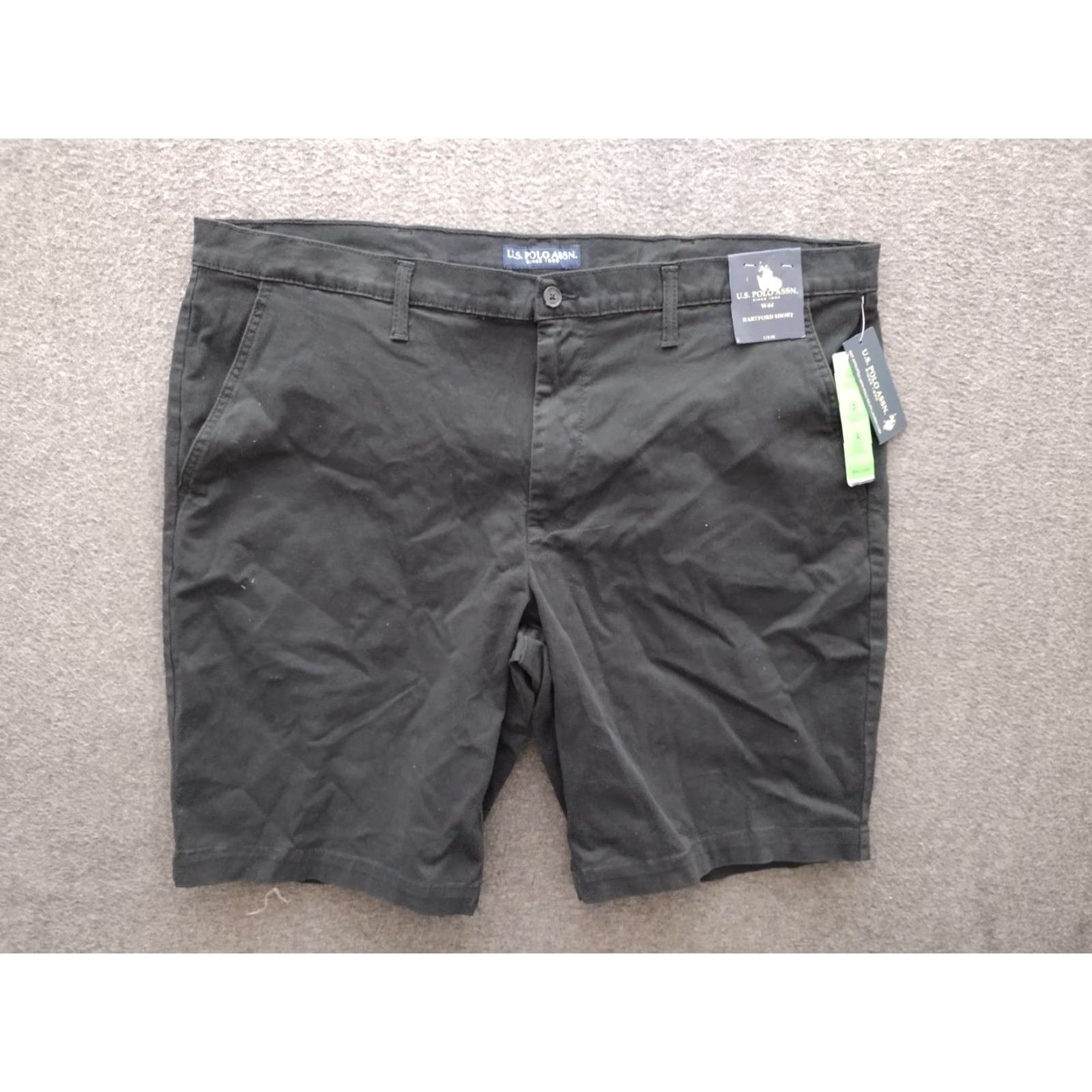 Vintage US Polo Assn. Mens Chino Shorts W44 Black Short Regular 9in Inseam Cotton Knit Solid Casual Flat Front Pocketed Stretch Denim? Size US XXL / EU 58 / 5 - 2 Thumbnail