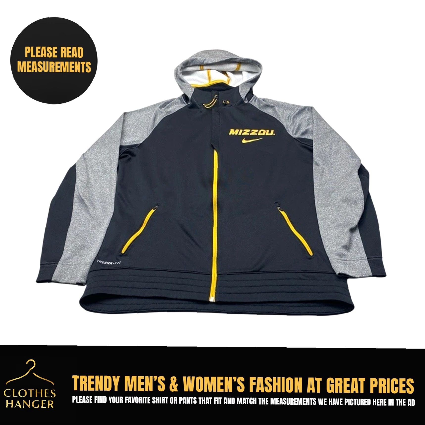 Nike VINTAGE is not applicable; Nike Mizzou Tigers Therma Fit Hoodie Logo Black Men XL NCAA Missouri 8142 Size US XL / EU 56 / 4 - 2 Thumbnail