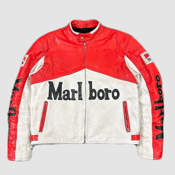 Vintage 💥 MARLBORO 🔥 LEATHER JACKET RARE VINTAGE Size US XL / EU 56 / 4 - 1 Thumbnail