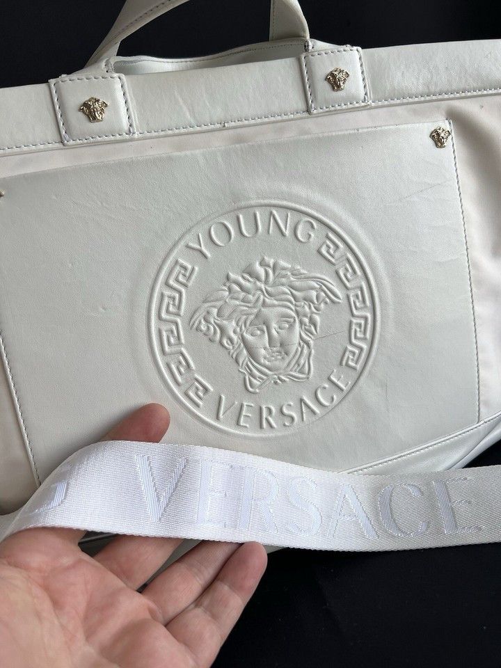 Versace Versace Young Large White Leather/Fabriic Bag Size ONE SIZE - 5 Thumbnail