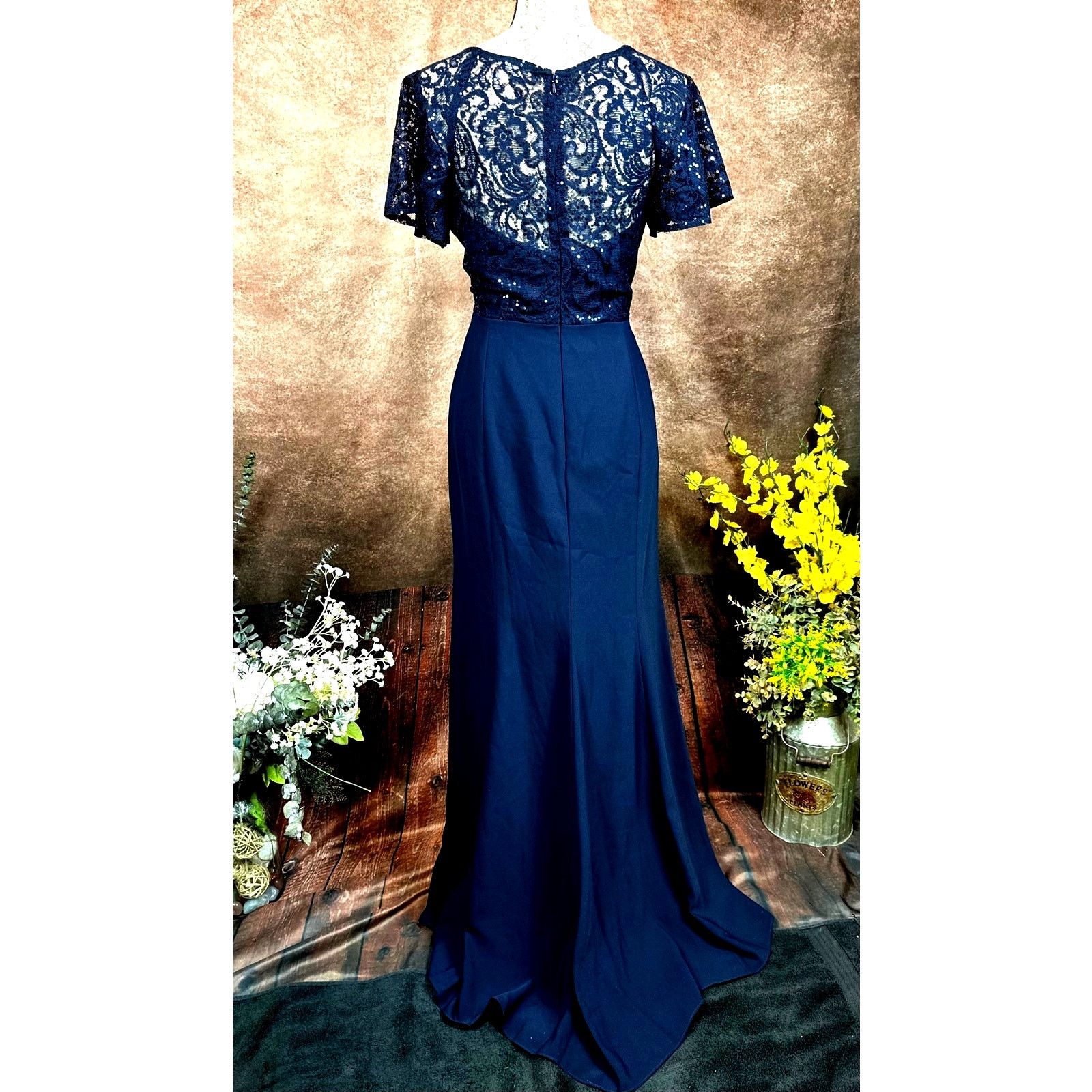 Jenny Packham Jenny Packham Victorian Sequin Lace Trumpet Gown Midnight 14 Size XL / US 12-14 / IT 48-50 - 14 Thumbnail