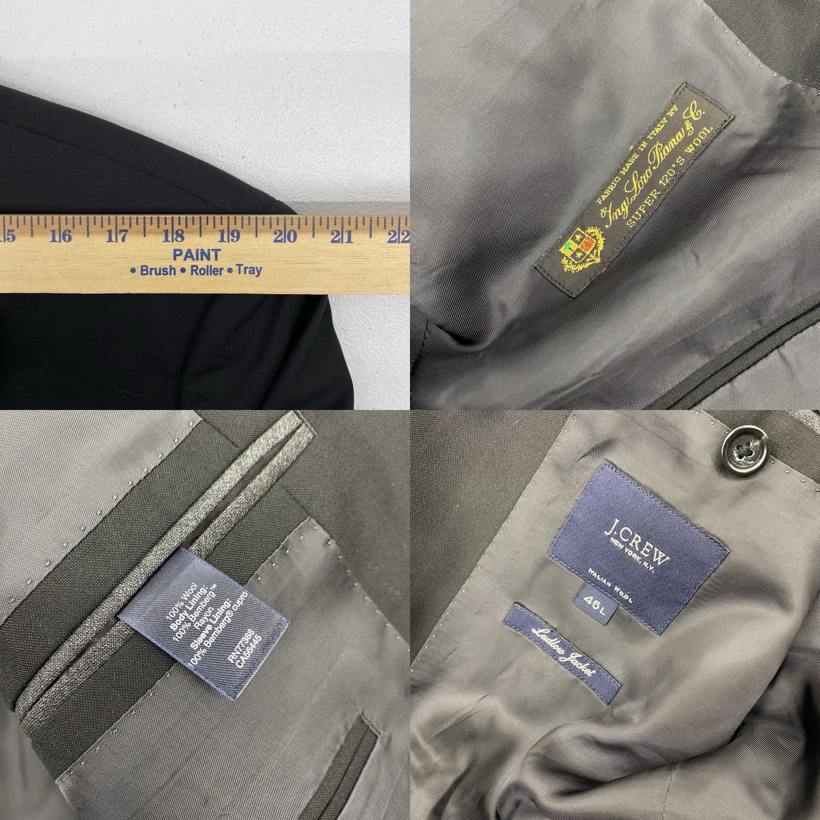 J.Crew J. Crew Blazer Men 46L Sport Coat Single-Breasted Two-Button Notch Lapel Wool Fleece Black Regular Jacket Shirt? Size 46R - 8 Thumbnail