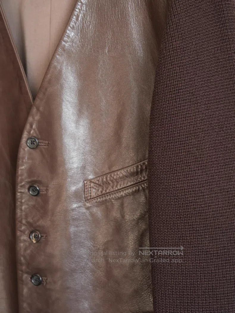 Yohji Yamamoto Yohji Yamamoto Knit and Leather Patch Short Jacket Size US S / EU 44-46 / 1 - 3 Thumbnail