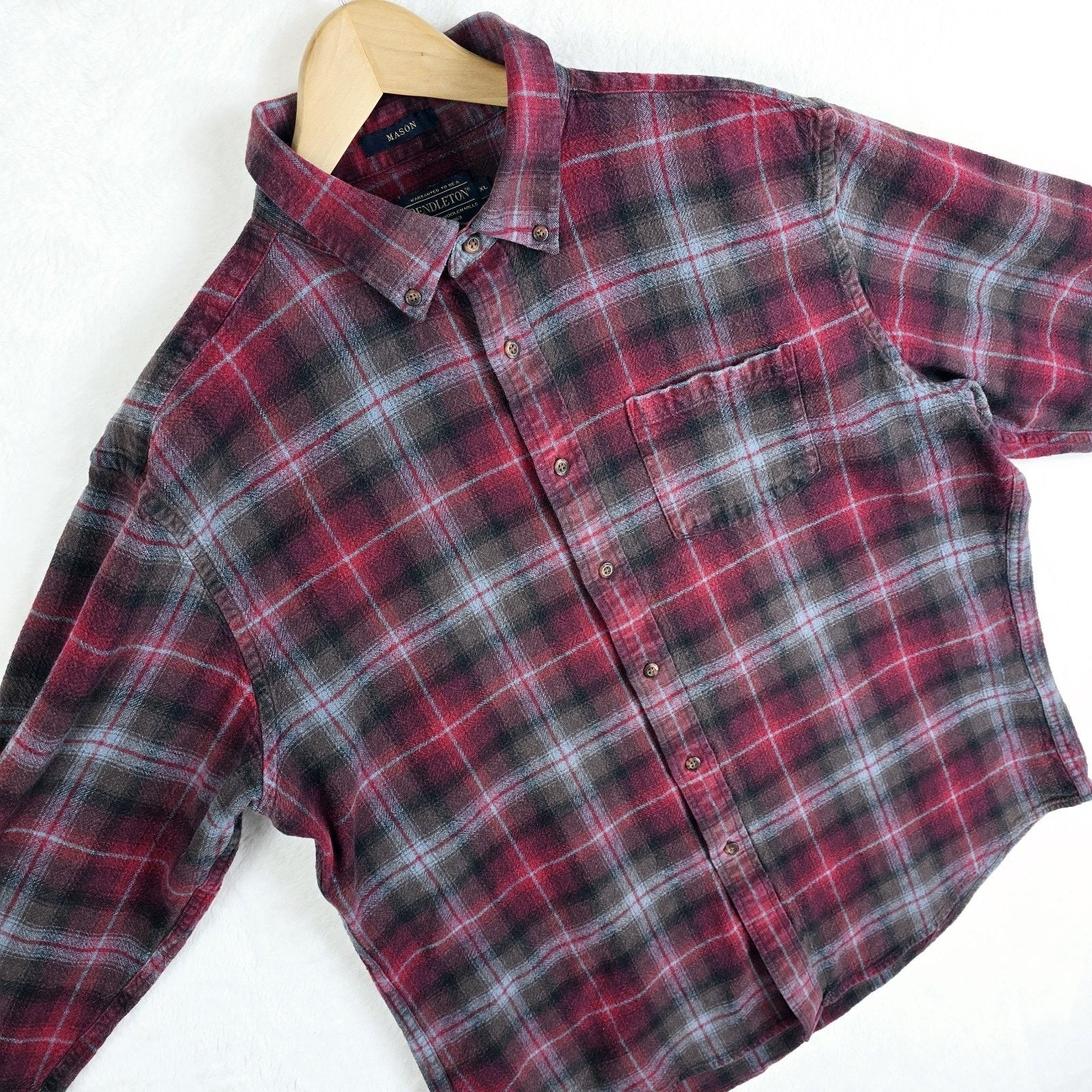 Pendleton Pendleton Mason Button Down Red Plaid Long Sleeve Shirt XL Size US XL / EU 56 / 4 - 7 Thumbnail