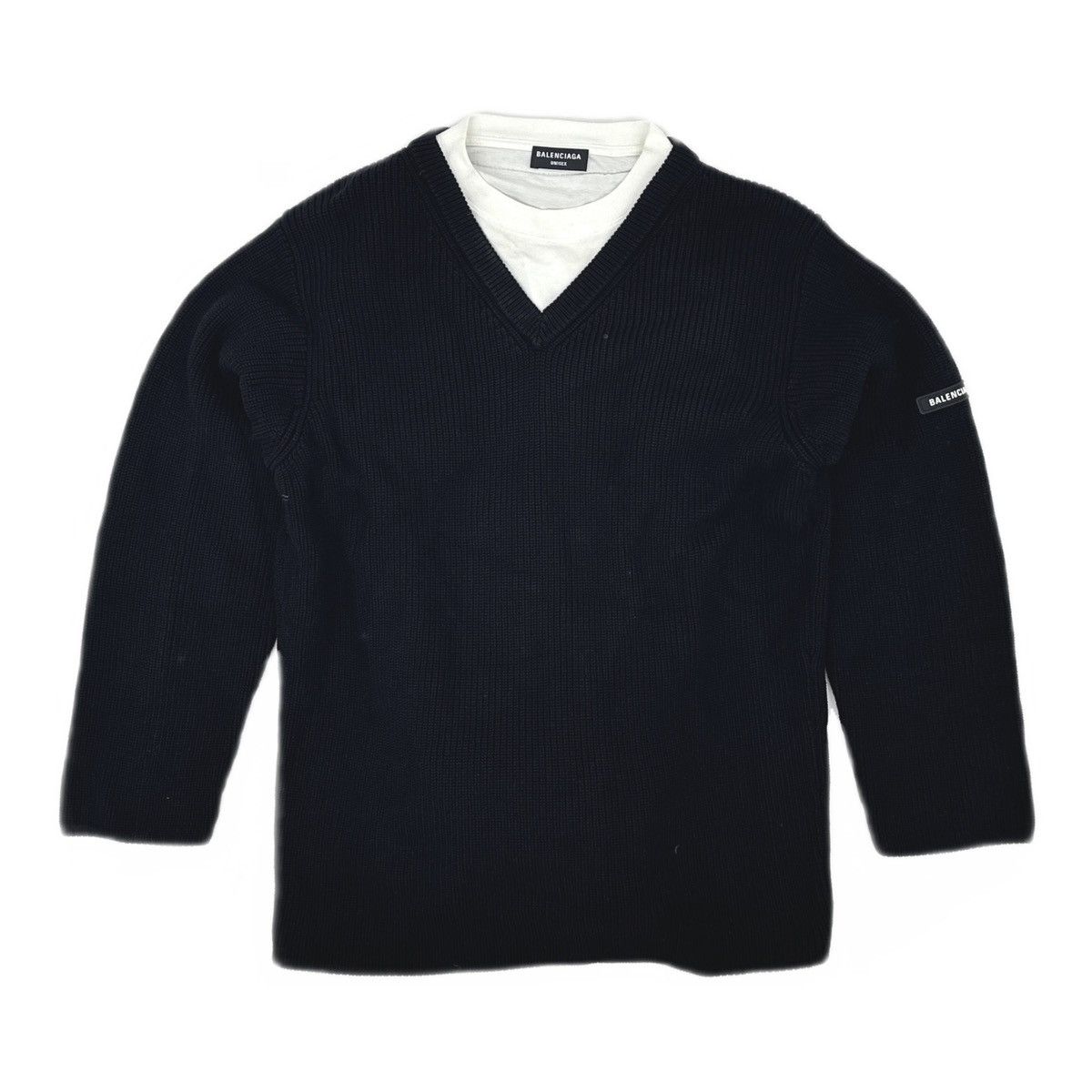 Balenciaga Balenciaga FW21 Layered V-Neck Jumper Size US S / EU 44-46 / 1 - 1 Thumbnail