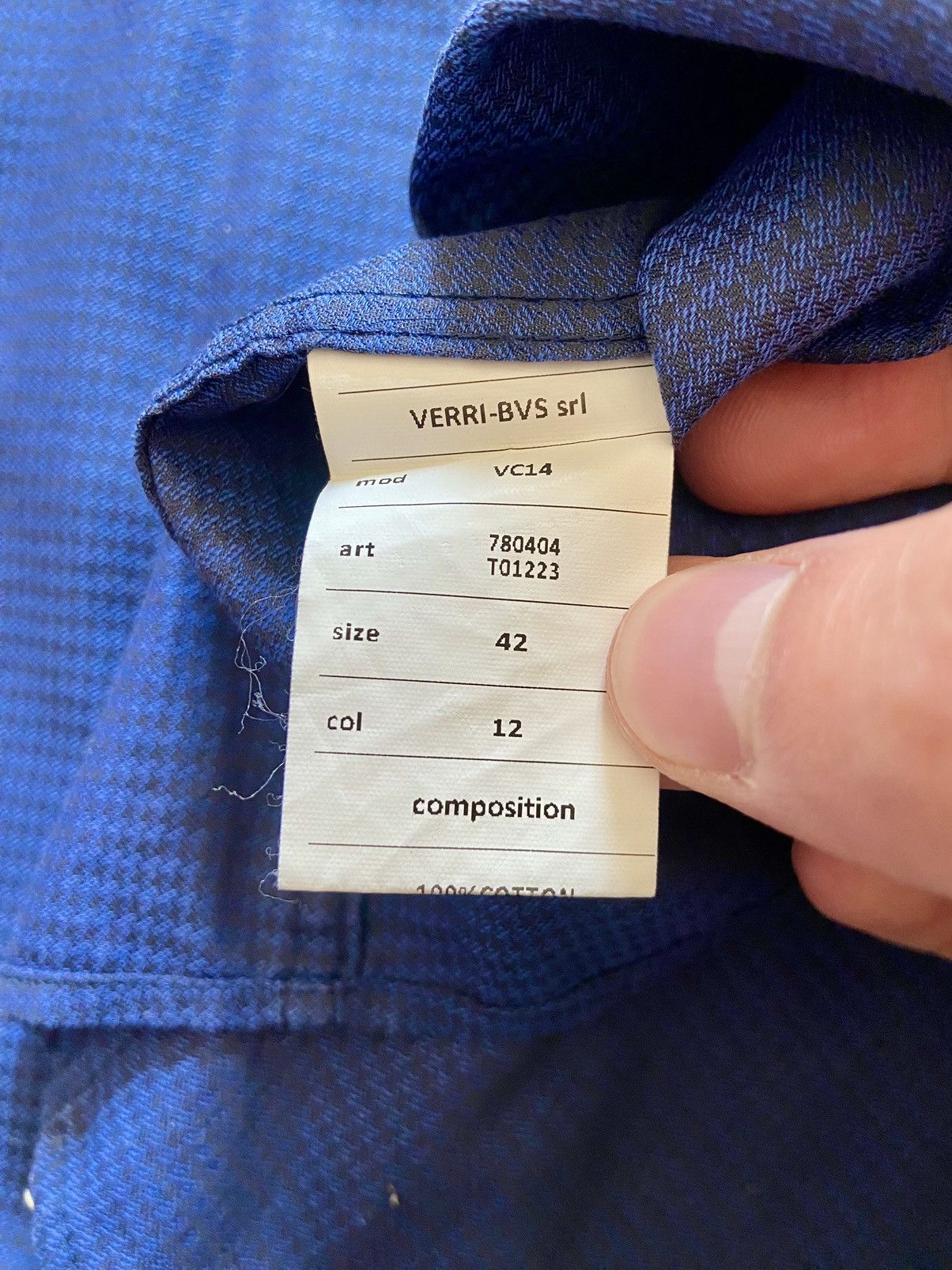 Vintage Verri Milano dark blue classic cotton shirt Size US M / EU 48-50 / 2 - 5 Thumbnail