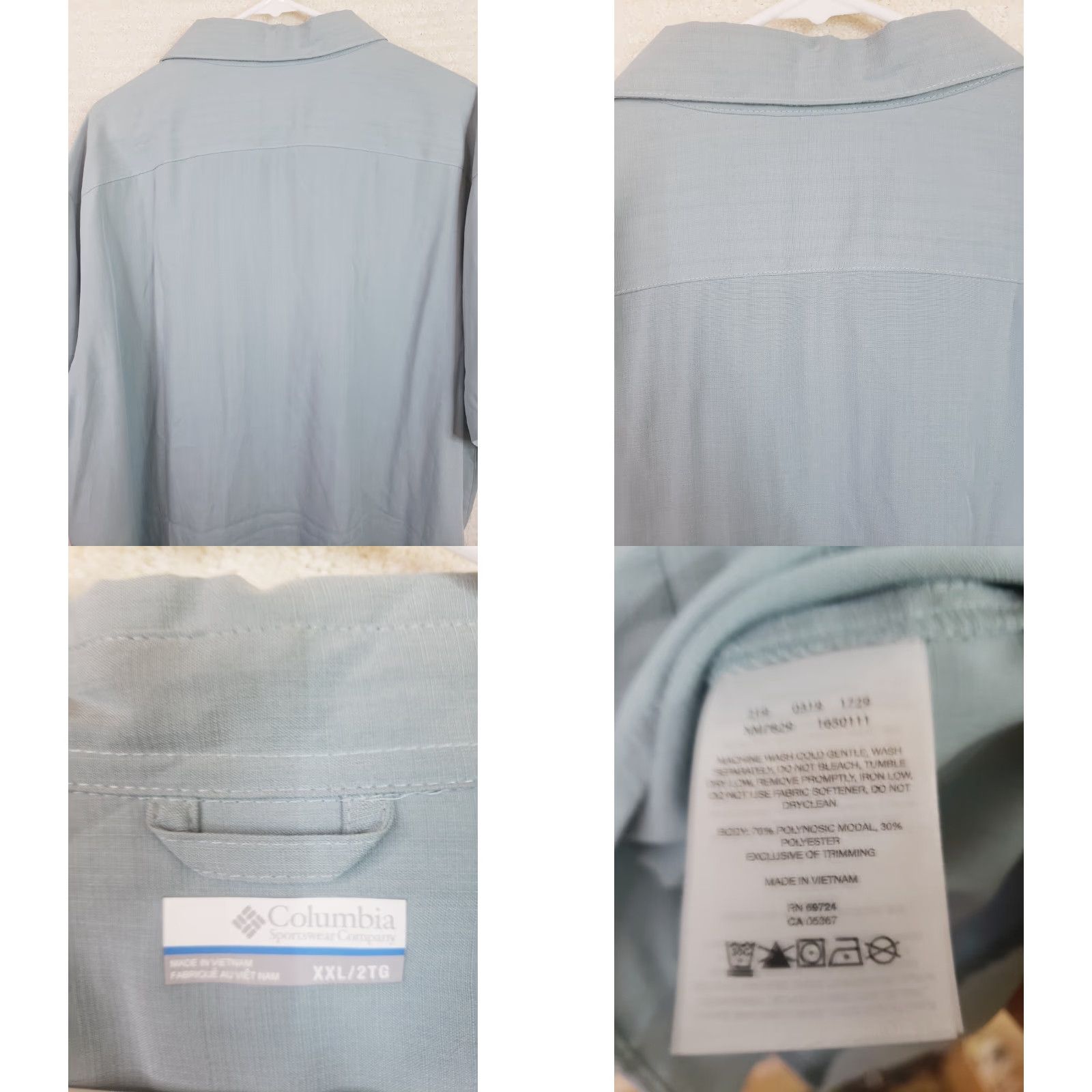 Vintage Columbia Men's Button-Up Shirt Short Sleeve Green Omni-Wick Solid Poly 2XL Mens Size US XXL / EU 58 / 5 - 8 Thumbnail