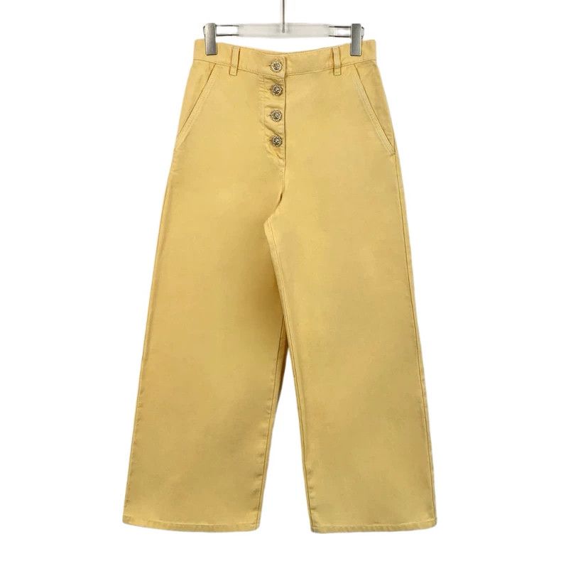 Chanel Yellow Wide-Leg Cotton Pants by Chanel-dmc Size US 38 / EU 54 - 1 Thumbnail