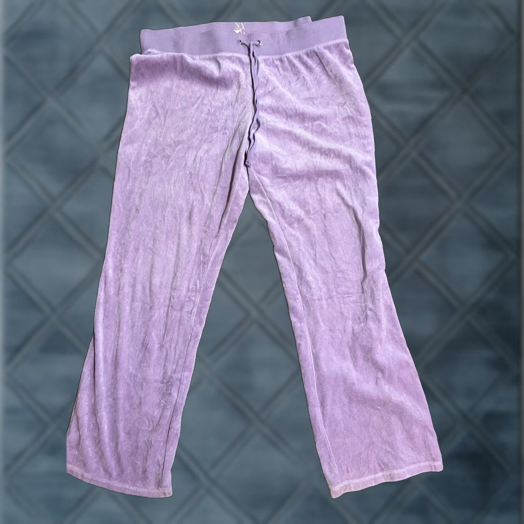 Vintage New York & Company Velour Sweatpants XL Purple Casual Drawstring Womens Size 40" / US 18 - 1 Thumbnail