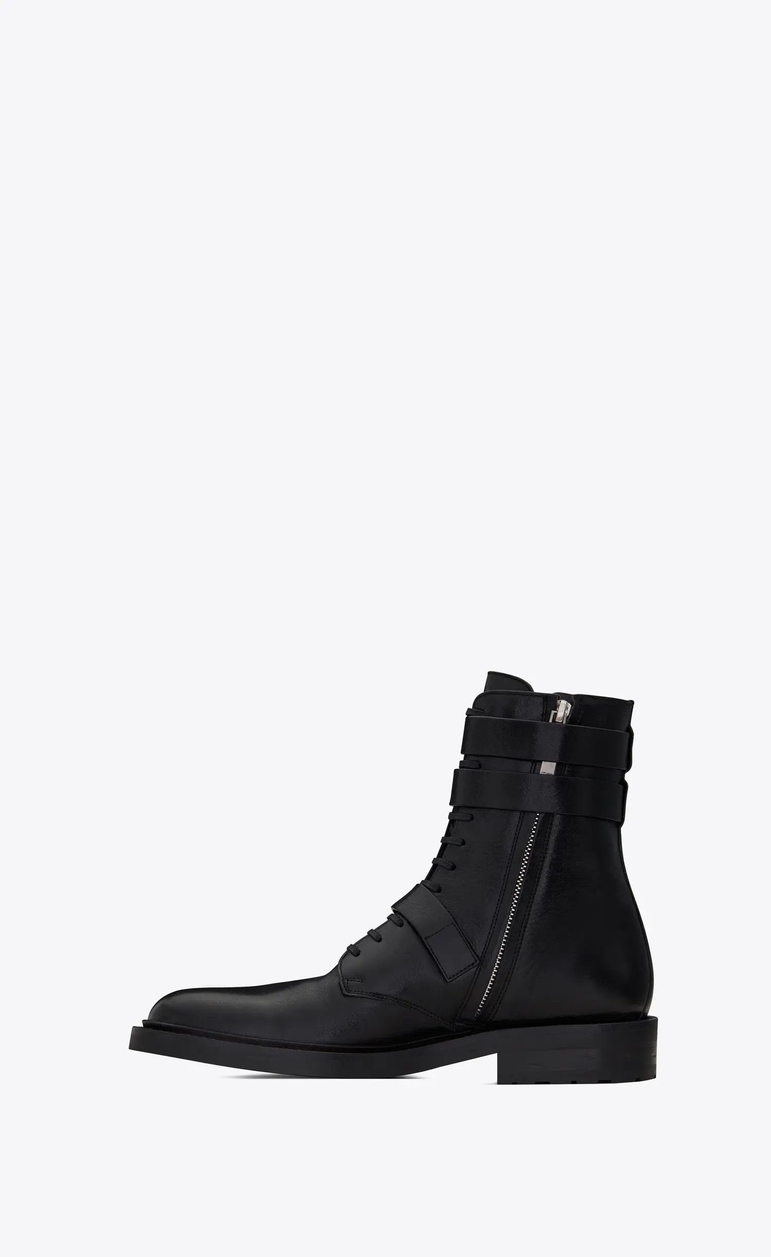 Saint Laurent Paris o1b1hav111224 Army Booties Kangaroo Embossed Leather Black Size US 10 / IT 40 - 3 Thumbnail