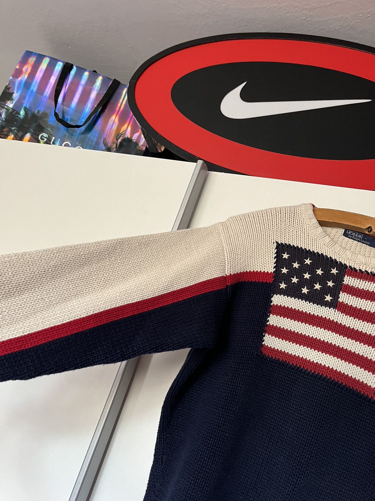 Polo Ralph Lauren × Vintage VTG 90’s Limited Edition Ralph Lauren USA Flag Knit Sweater Size US M / EU 48-50 / 2 - 4 Thumbnail