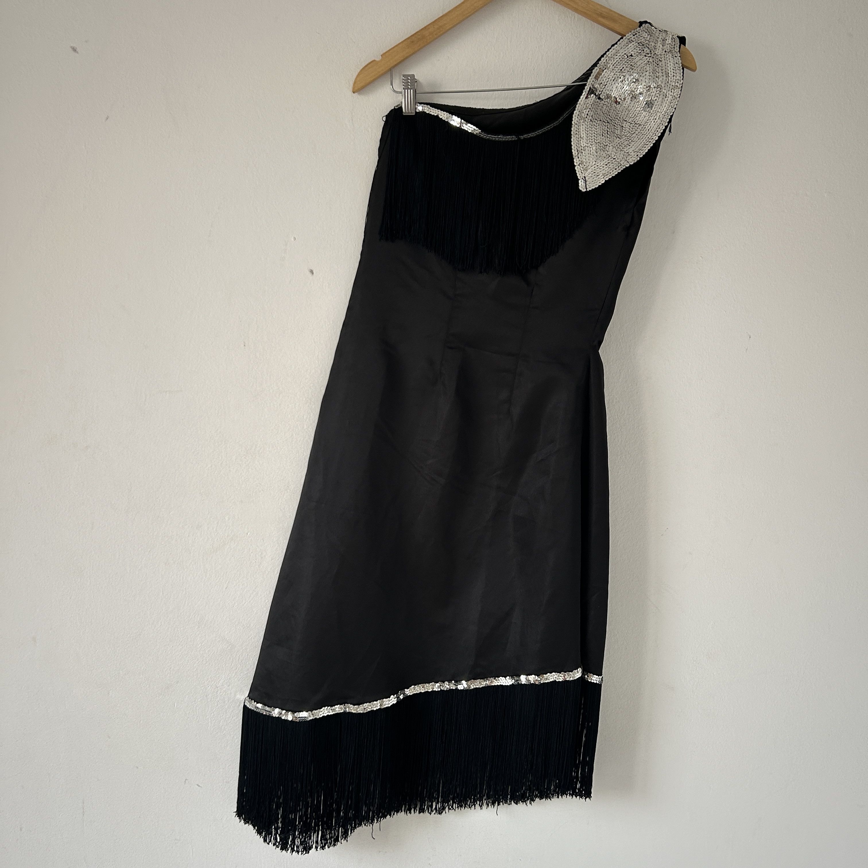 Vintage Vintage 80s One Shoulder Satin Dress Size L / US 10 / IT 46 - 7 Thumbnail