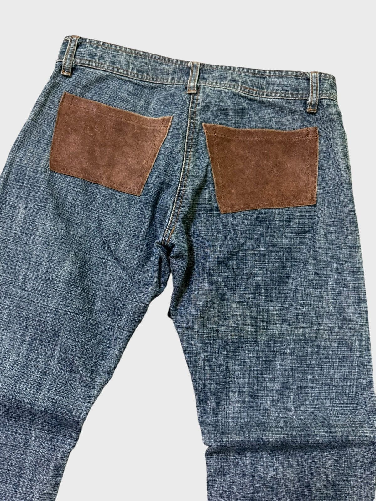 Japanese Brand Flare CHIKAKO ROEN Leather Double Laced Low Rise Denim jeans Size US 29 - 11 Thumbnail