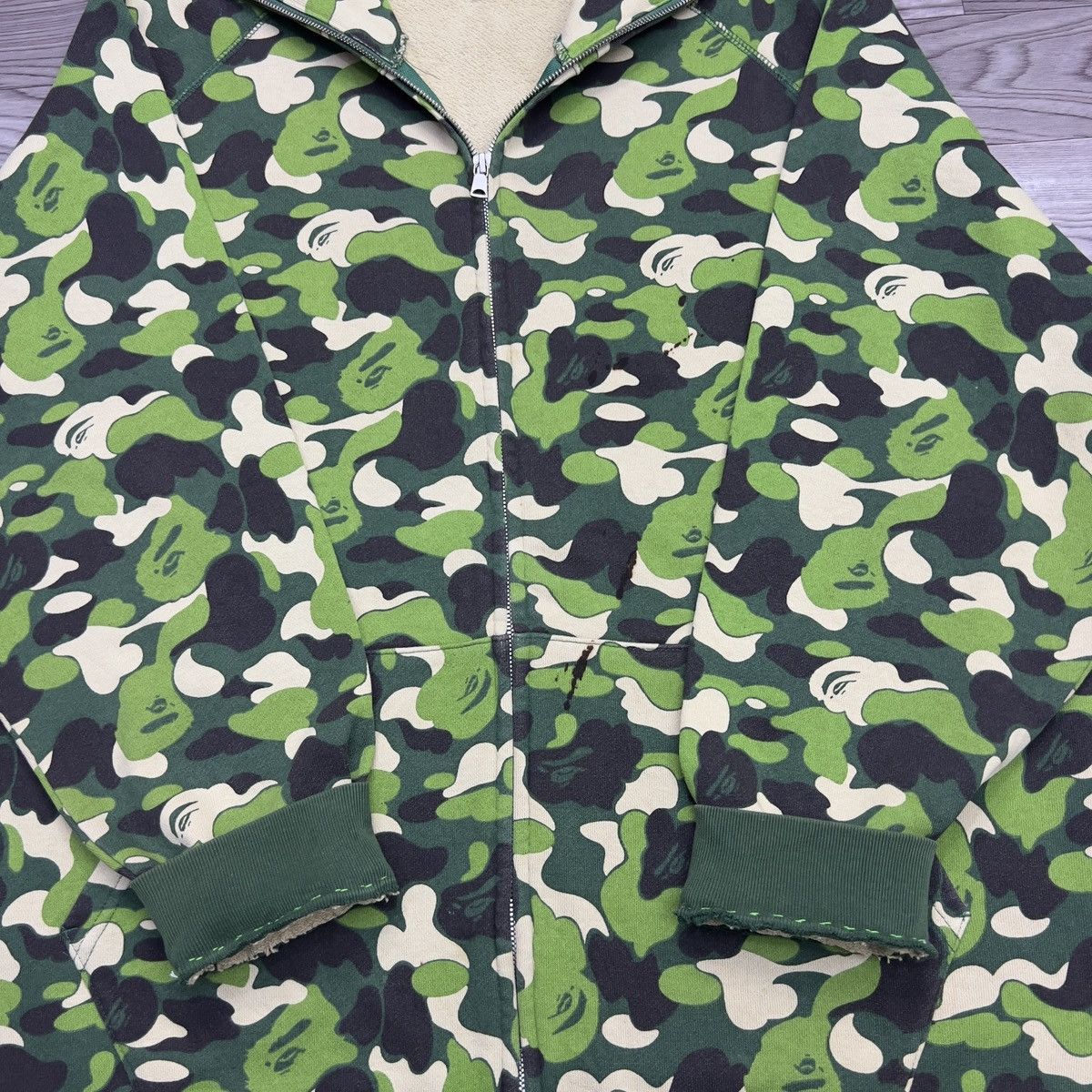 Bape Bape Camo Green Full Zip Up Hoodie Size US L / EU 52-54 / 3 - 18 Thumbnail