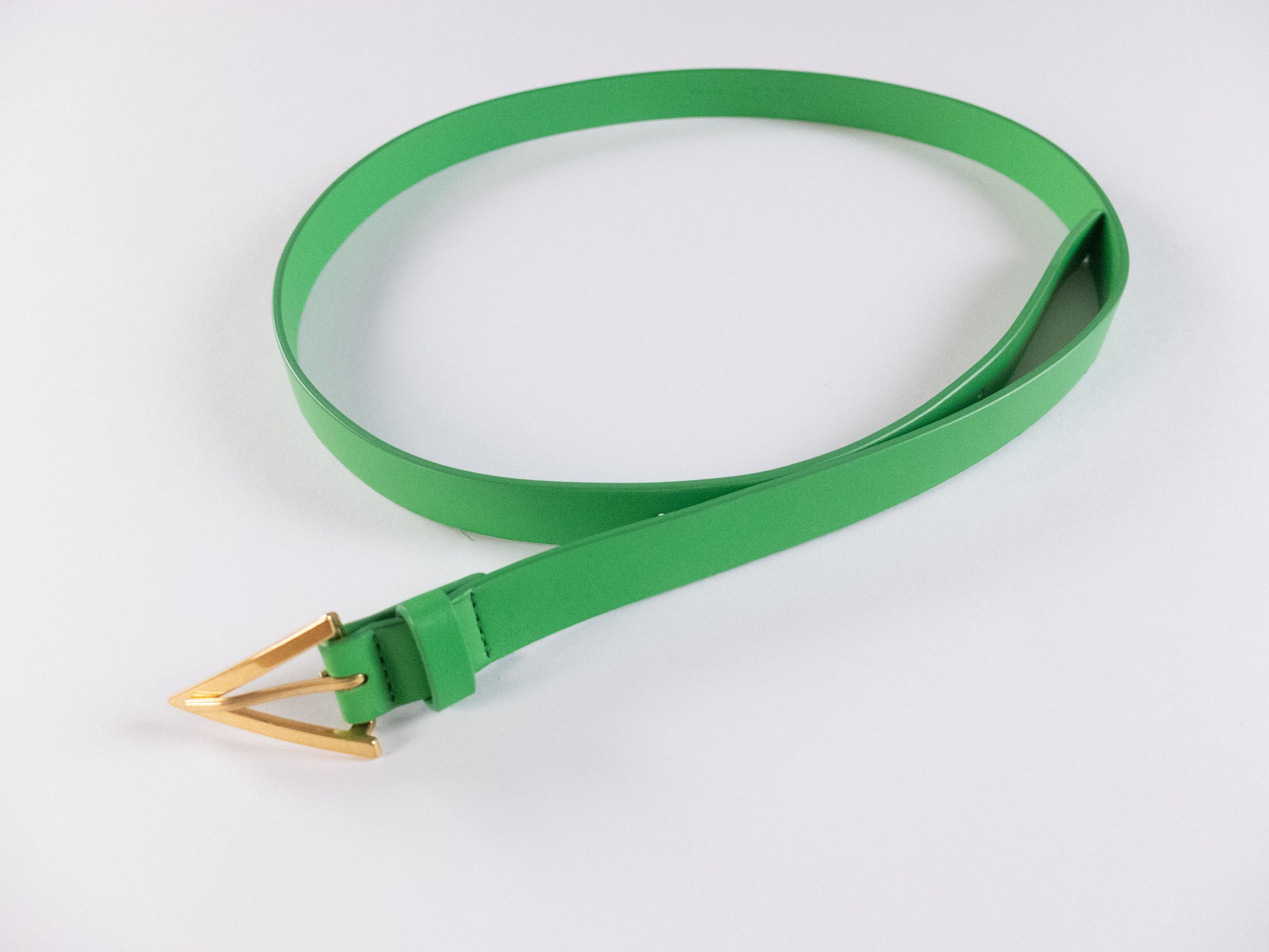 Bottega Veneta BOTTEGA VENETA Triangle green leather belt 95 Size ONE SIZE - 1 Thumbnail