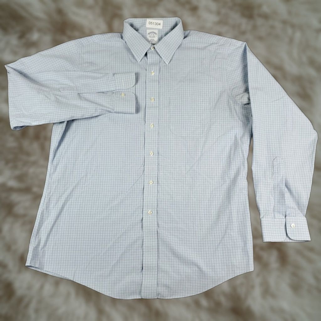 Brooks Brothers Brooks Brothers Dress Shirt Mens Size 17 Blue Check Long Sleeve Button Up Size 46R - 1 Thumbnail
