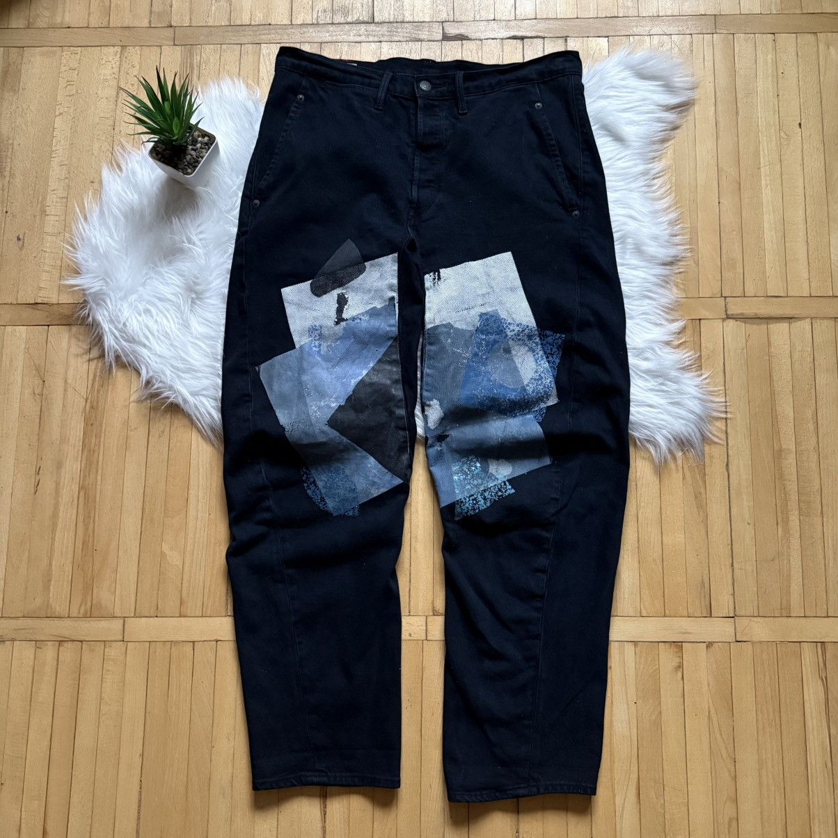 Levi's 📌 Vintage 00s Levi's Engineered Y2K Knee Printed Jeans Size US 32 / EU 48 - 1 Thumbnail