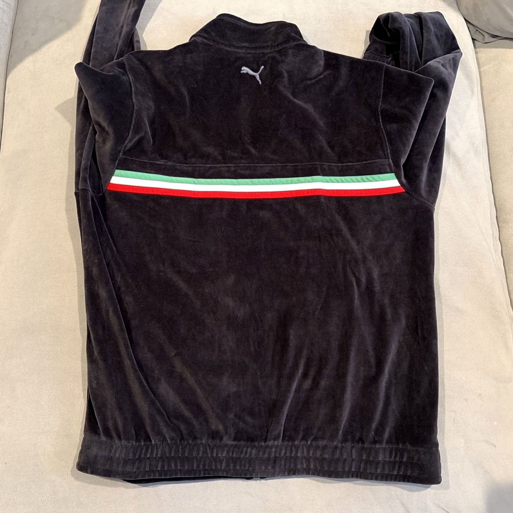 Puma Ferrari x Puma - Scuderia Velour Italian Flag Stripe Full Zip Track Jacket - L - Black - Men - Jacket Size US L / EU 52-54 / 3 - 4 Thumbnail
