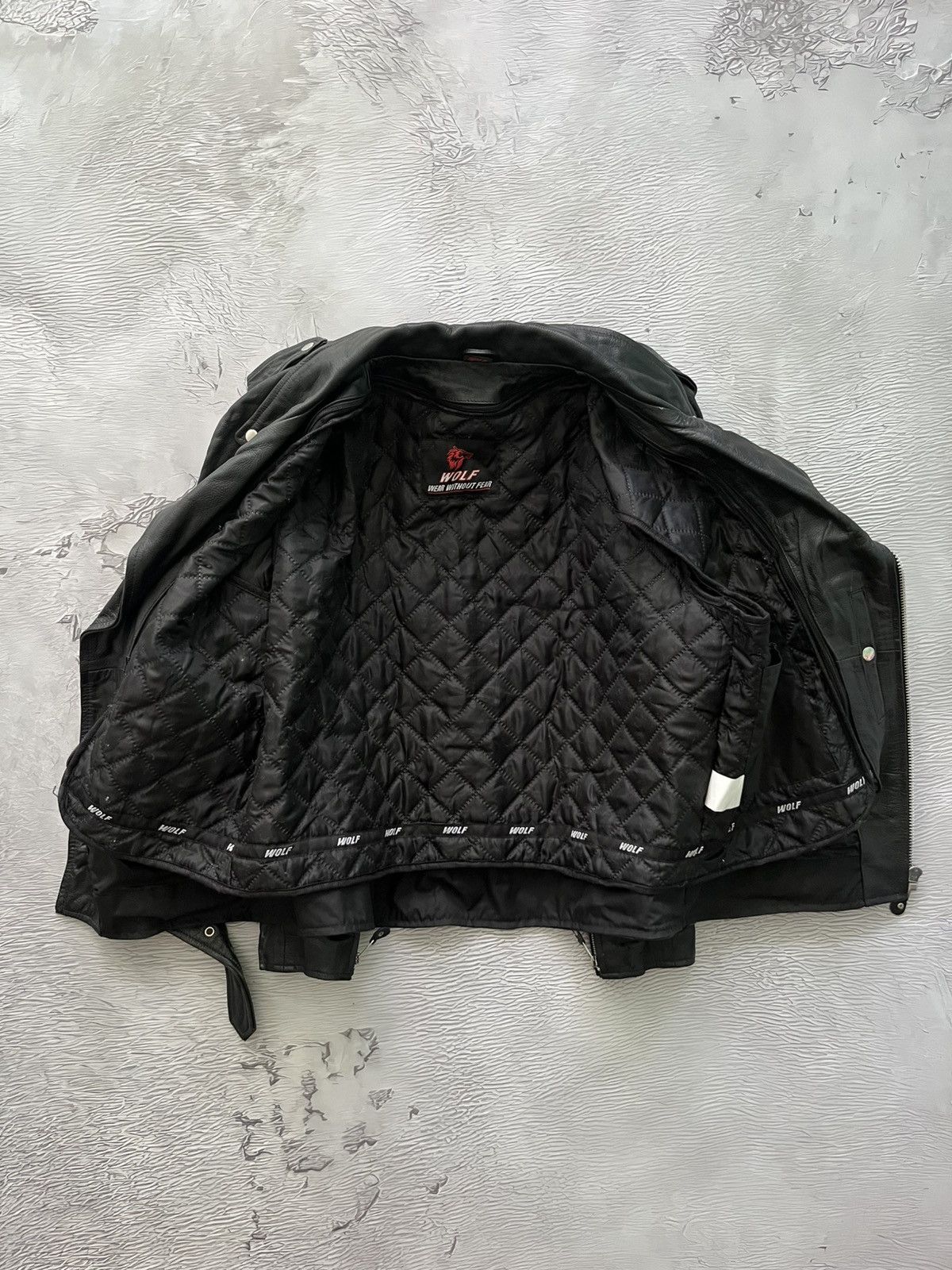 Vintage Wolf Wear Without Fear Vintage Leather Moto Jacket Black Size US XXL / EU 58 / 5 - 11 Thumbnail