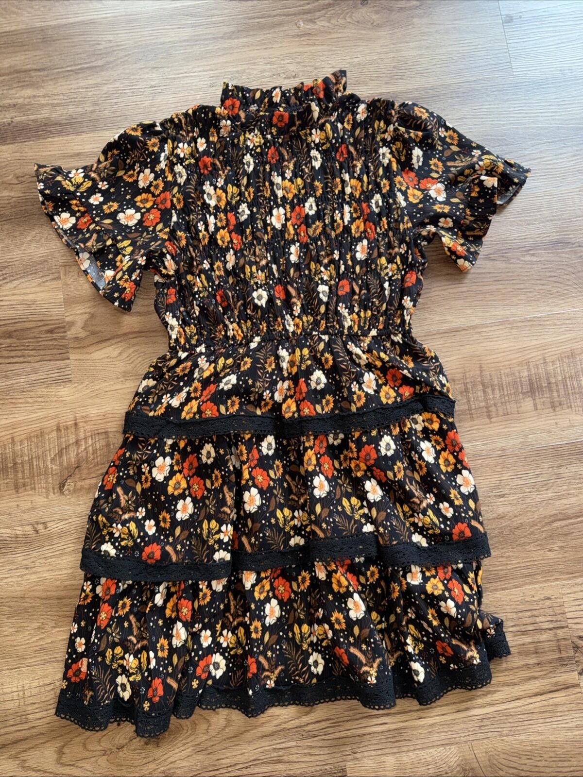 Flower Mountain Simply Southern Tiered Lace Floral Ruffle Dress Size Small Size S / US 4 / IT 40 - 3 Thumbnail