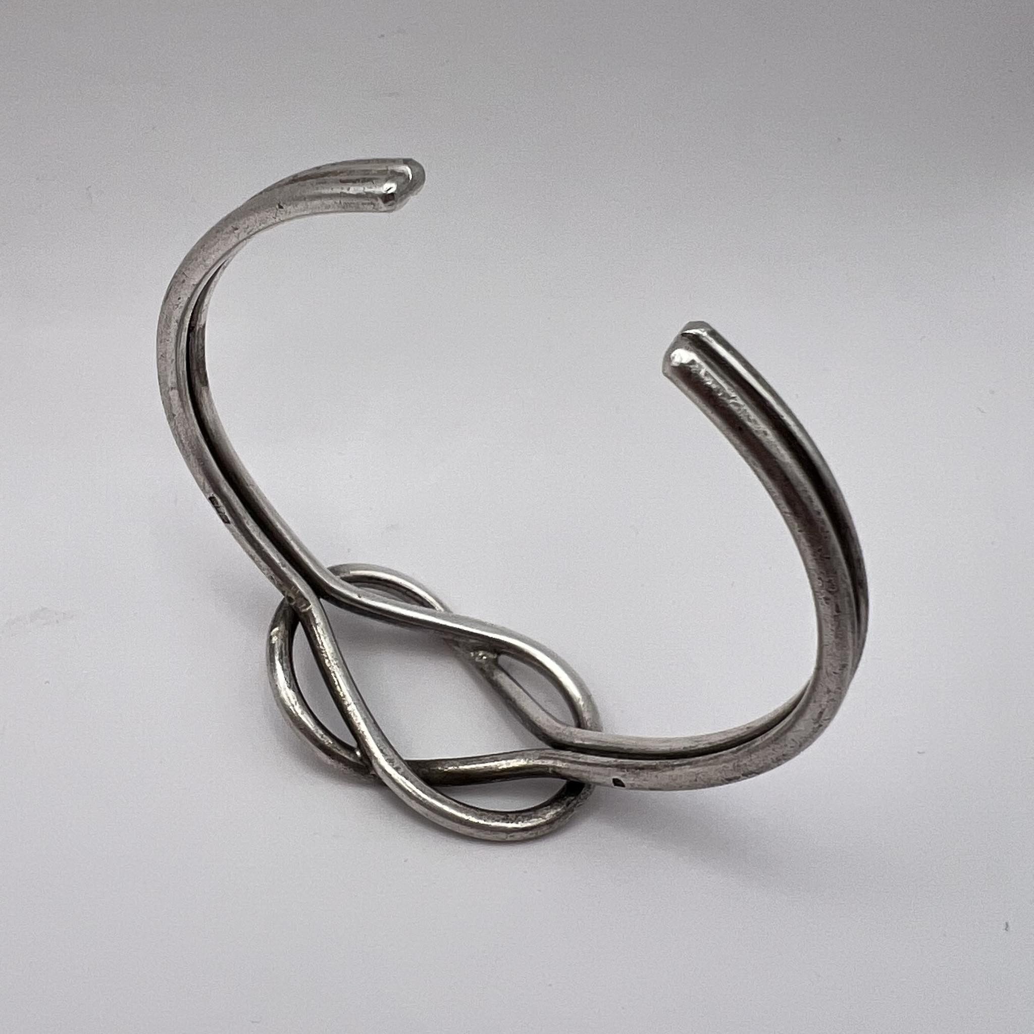 Vintage Antique Silver 800 Cuff Bangle Bracelet Infinity 26.7gr Size ONE SIZE - 5 Thumbnail