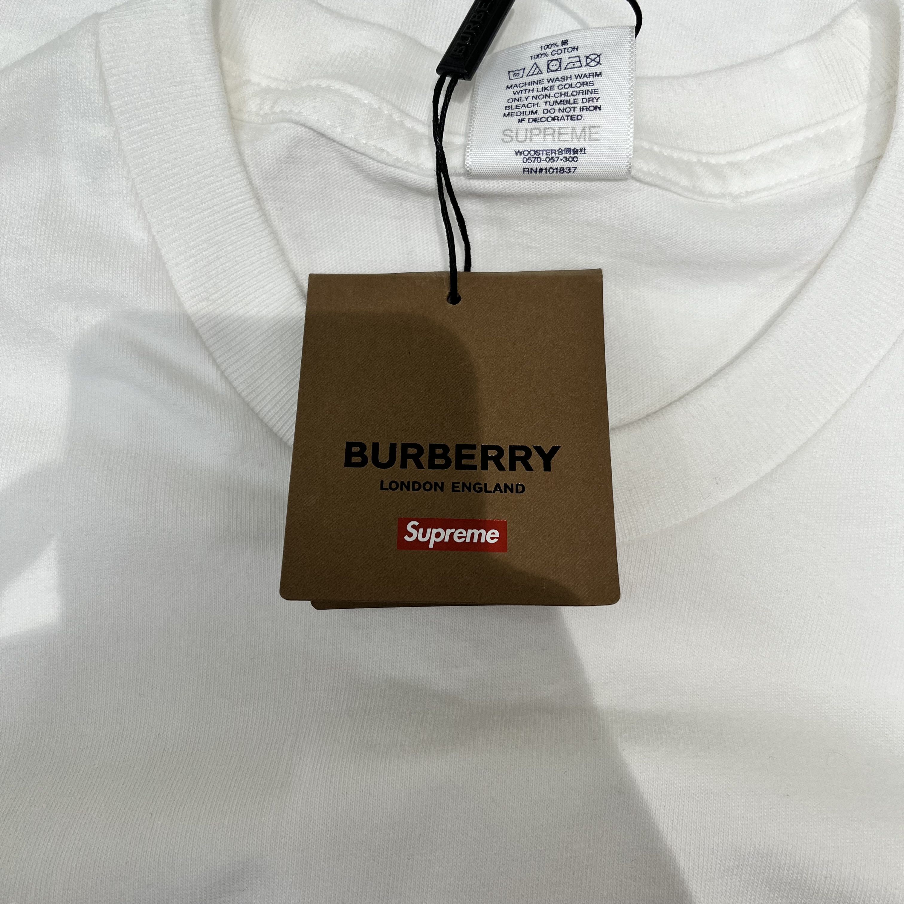Burberry × Supreme Supreme x Burberry Box Logo Tee White Size US L / EU 52-54 / 3 - 6 Thumbnail