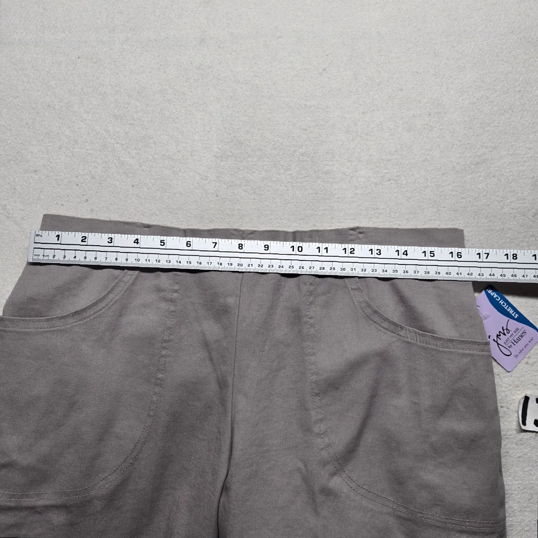 Vintage NEW JMS Just My Size Tan Capri Pants Linen Blend Elastic Waist Pockets 16W 1X Size 40" / US 18 - 5 Thumbnail