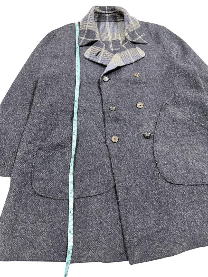 45rpm Vtg💥45rpm Indigo/Tartan Mohair Double Breasted Long Jacket Size US M / EU 48-50 / 2 - 23 Thumbnail