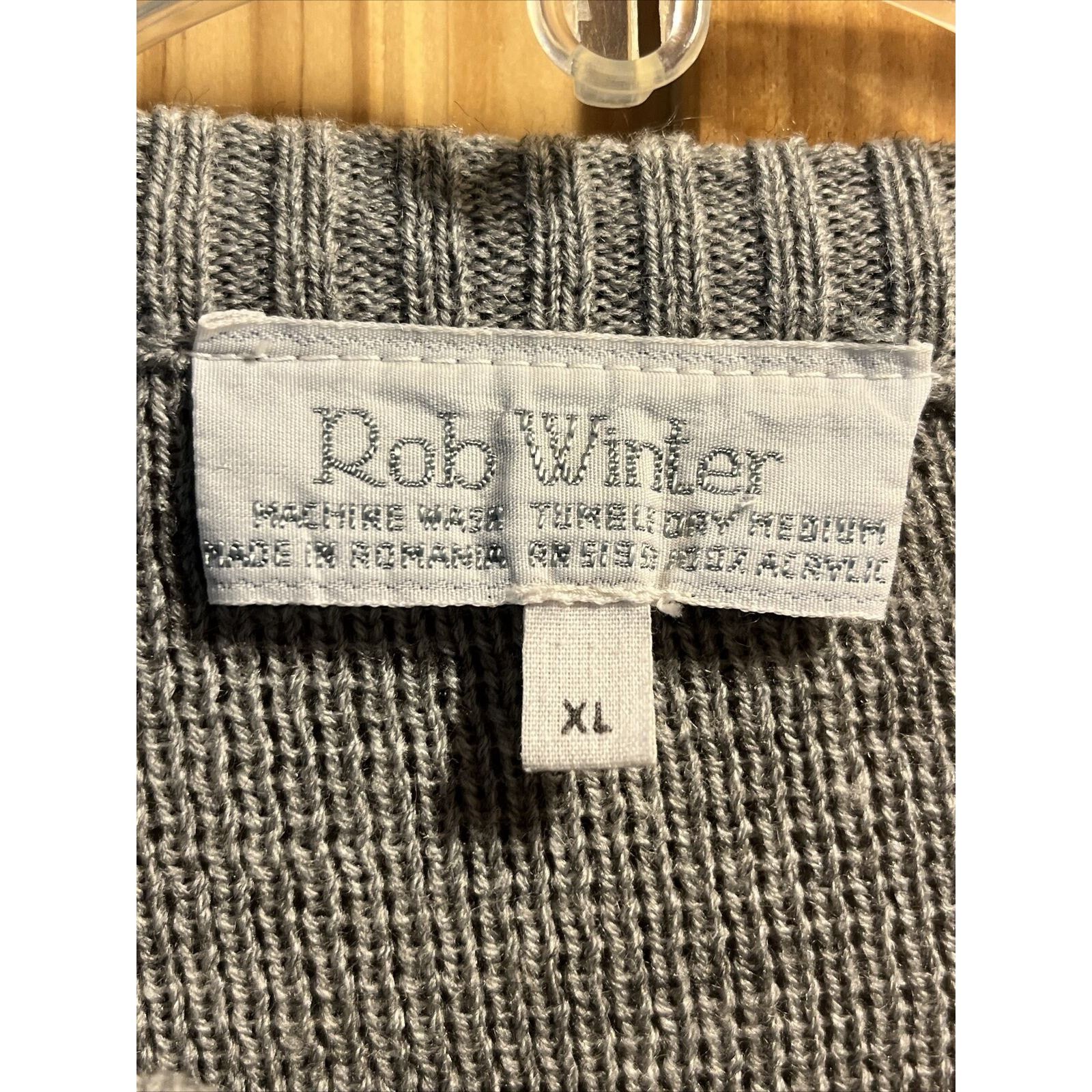Other Rob Winter Size XL Sweater Gray Argyle Mens Acrylic Pullover Size US XL / EU 56 / 4 - 3 Thumbnail
