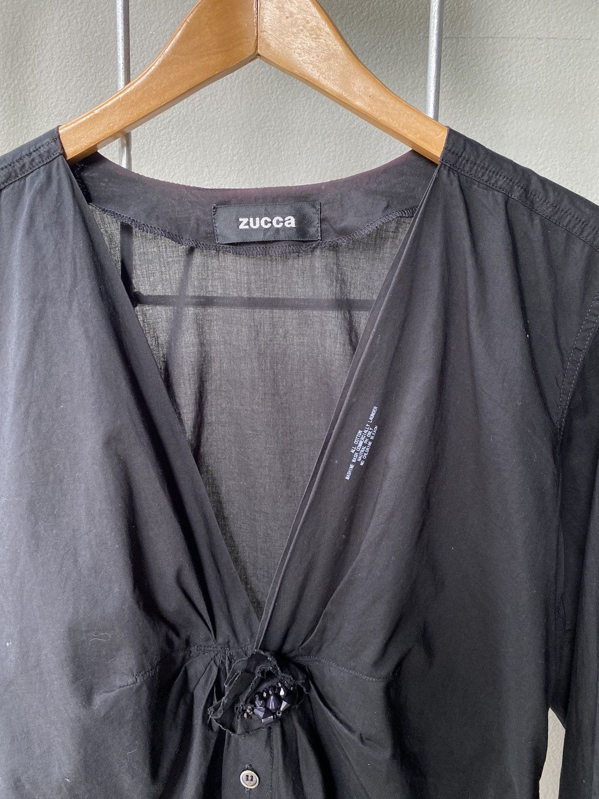Zucca ZUCCA Black Rosette Front Blouse Size M / US 6-8 / IT 42-44 - 22 Thumbnail