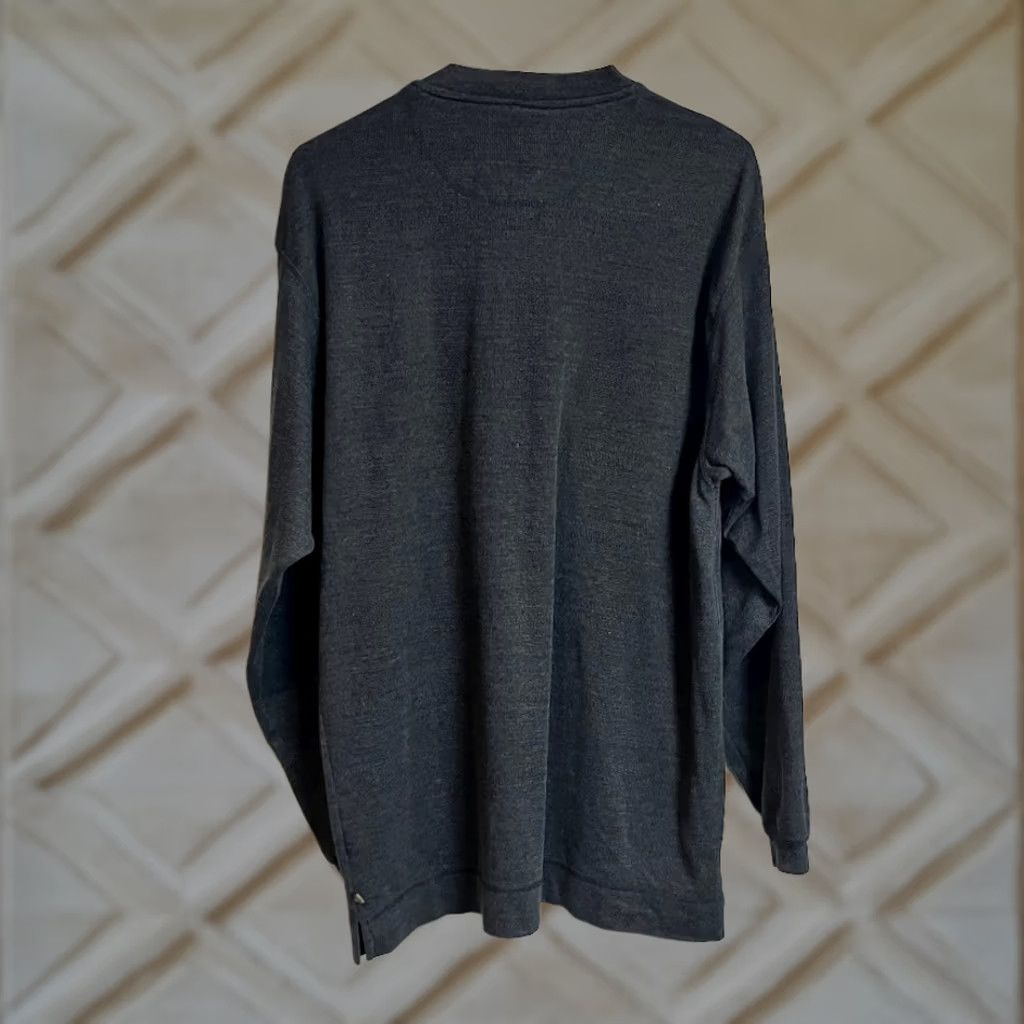 Vintage Ferruche Grey Long Sleeve Ribbed Henley Shirt Mens Size M 90s Casual Basics