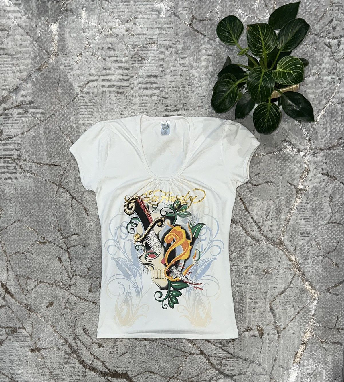 Ed Hardy × Japanese Brand × Vintage ED HARDY BY CHRISTIAN AUDIGIER SKULLS DRIP T-SHIRT Y2K TEE Size US S / EU 44-46 / 1 - 1 Thumbnail
