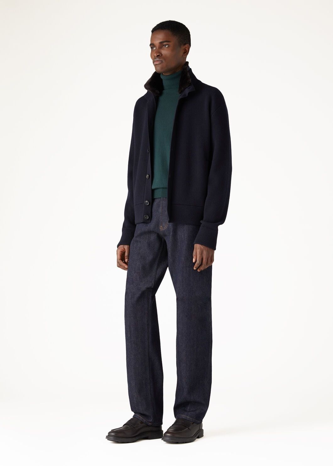 Loro Piana o1w1db10125 FAN7130 Ivrea Bomber Jacket in Navy Blue Size US L / EU 52-54 / 3 - 2 Thumbnail