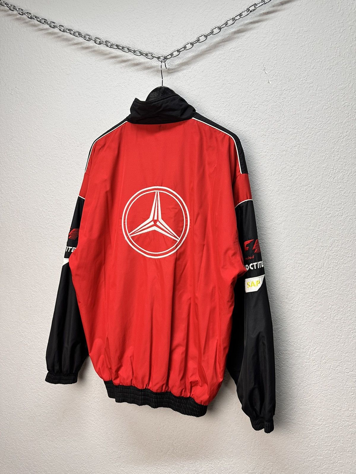 Mercedes-Benz Racing Jacket Moto Vodafone F1 Nascar Leather Red Bull Lucky Size US XL / EU 56 / 4 - 9 Thumbnail