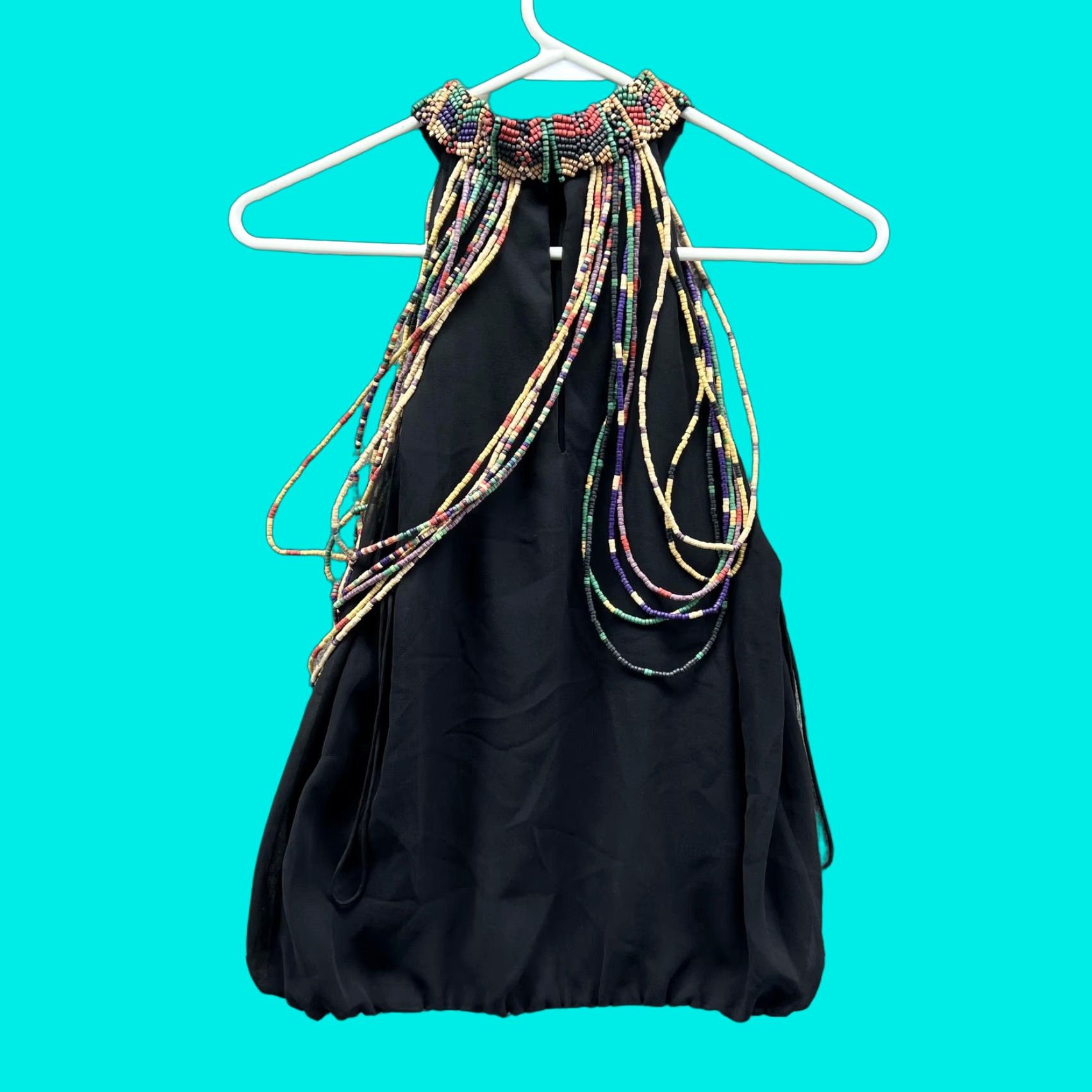Alice + Olivia Alice + Olivia Blouse Camisole Womens Medium Black Beaded Halter Embellished Top Size M / US 6-8 / IT 42-44 - 1 Thumbnail