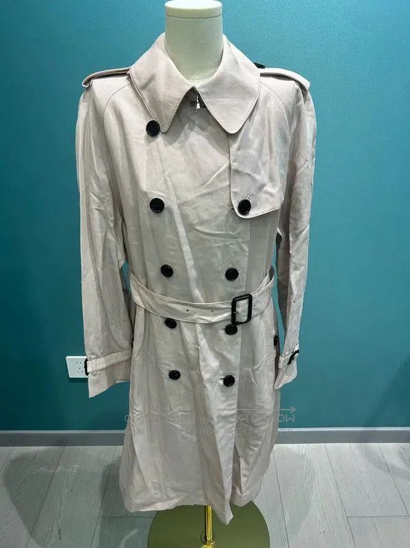 Burberry Pink Cotton Long Trench Coat.